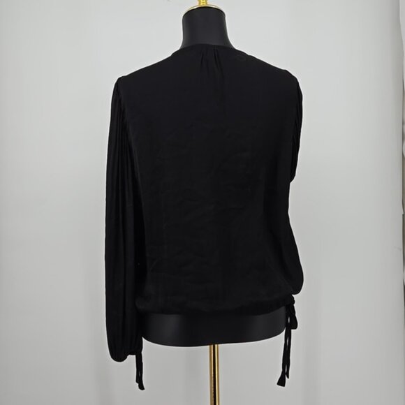 Catherine Malandrino Elegant Black Women's Top Ties At The Hips V Neckline SZ M - Picture 6 of 7